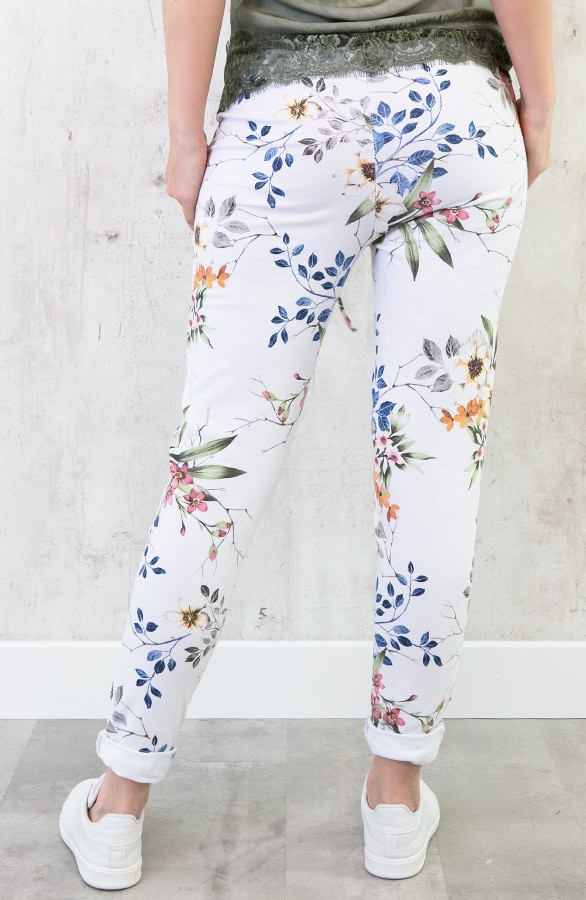 Bloemen Jogging Broek Wit – shoparchief, foto 4