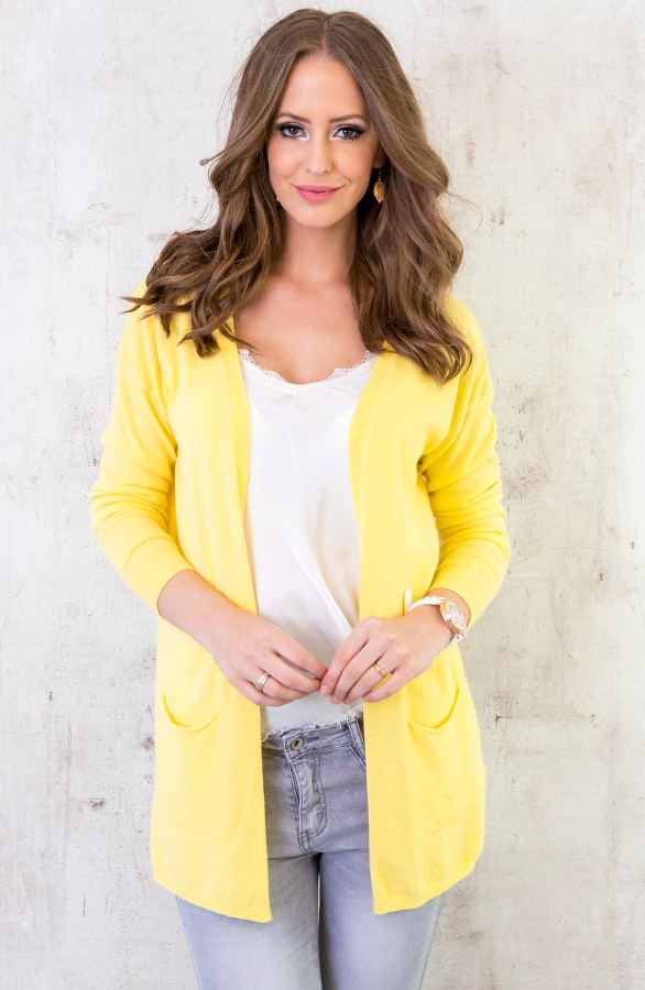 Comfy Soft Cardigan Geel – shoparchief, foto 4