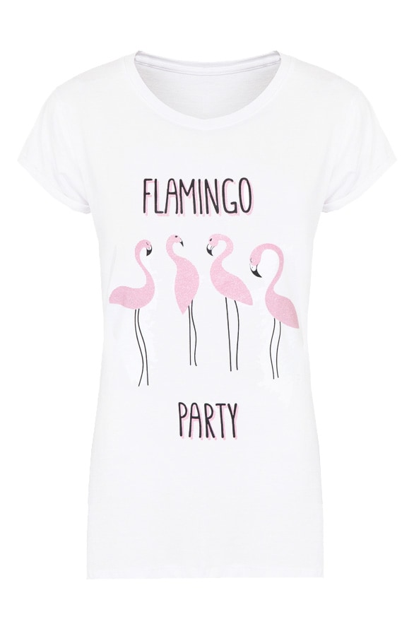 Flamingo Party Top Wit – shoparchief