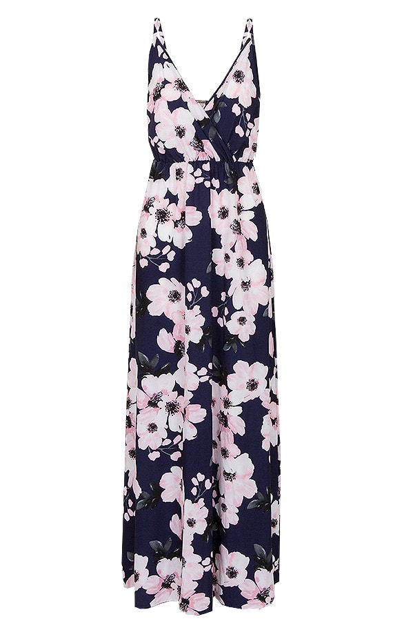 Lange Bloemen Jurk Marine – shoparchief