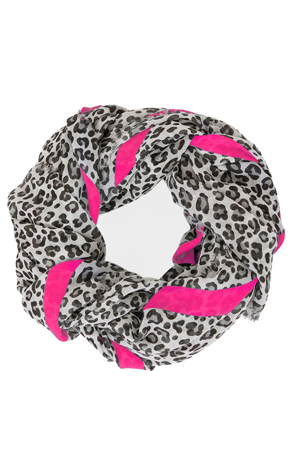 Leopard Sjaal Bies Fuchsia – shoparchief