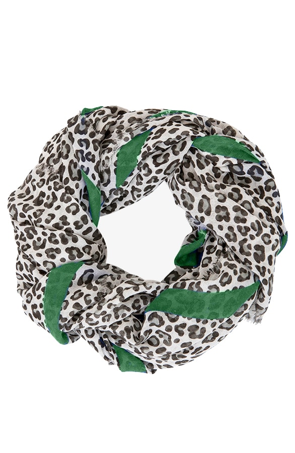 Leopard Sjaal Bies Groen – shoparchief