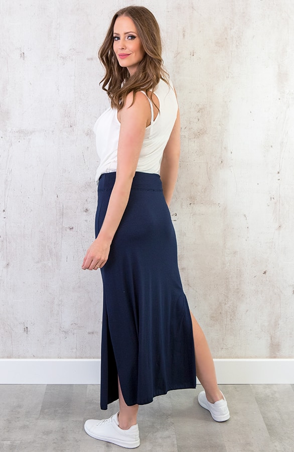 Jersey Split Rok Jeansblauw – shoparchief, foto 3