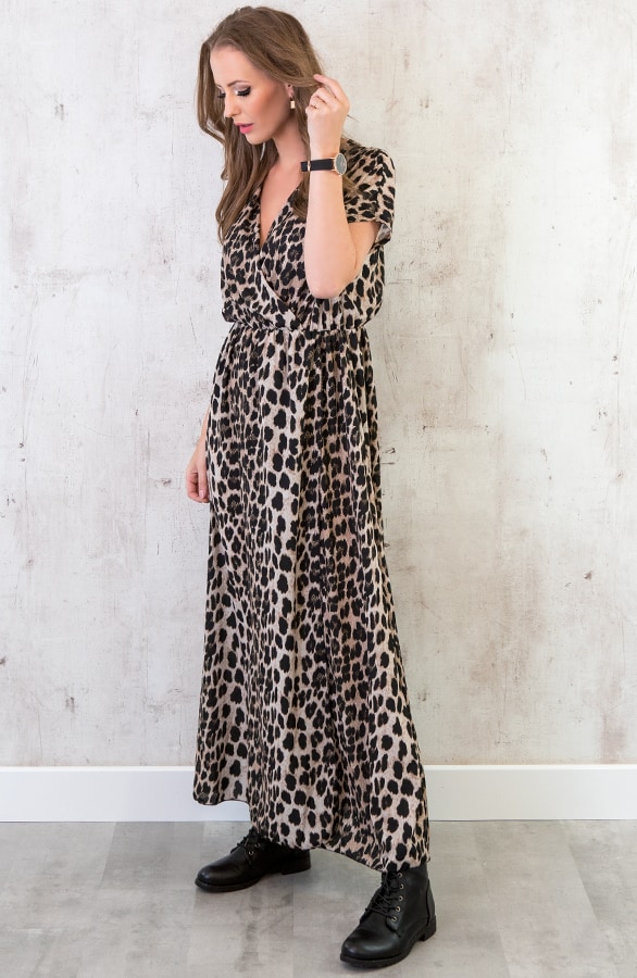 Maxi Leopard Jurk Bruin – shoparchief, foto 4