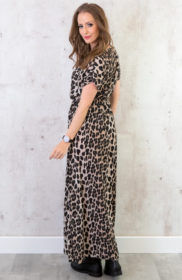 Maxi Leopard Jurk Bruin – shoparchief, foto 3