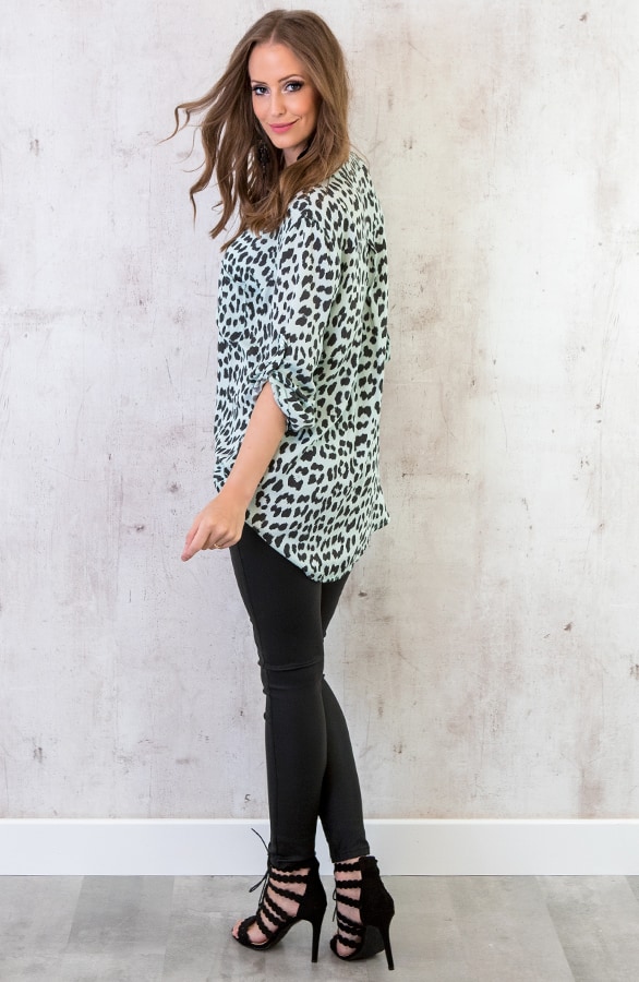 Blouse Met Panterprint Mint – shoparchief, foto 3