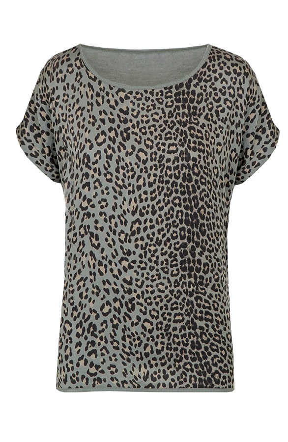 Leopard Print Top Legergroen – shoparchief