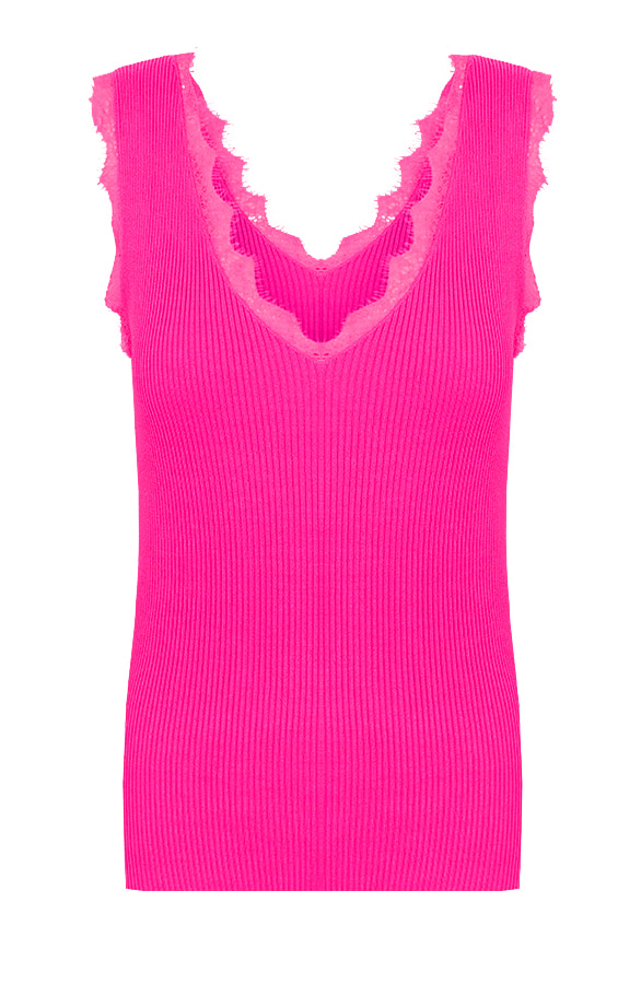 Luxe Rib Kanten Top Fuchsia – shoparchief