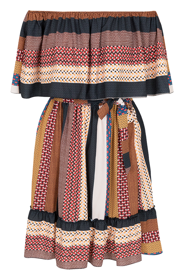 Noa Patchwork Jurk Cognac – shoparchief