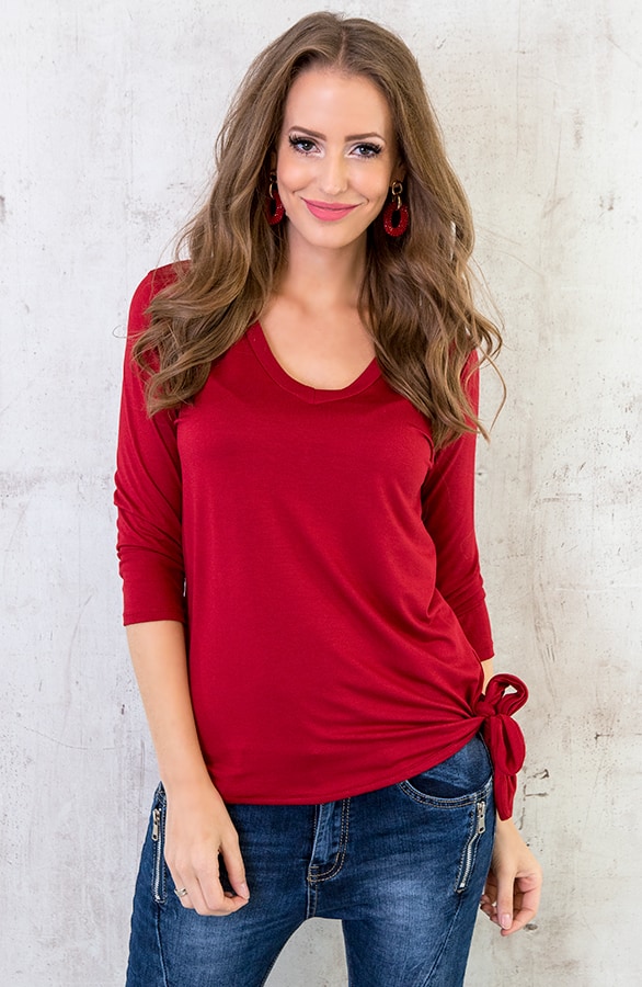 Basic Strik Shirt Bordeaux – shoparchief, foto 2