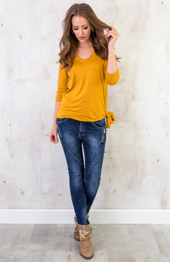 Basic Strik Shirt Okergeel – shoparchief, foto 6