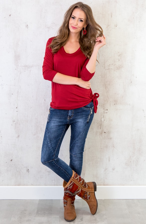 Basic Strik Shirt Bordeaux – shoparchief, foto 3