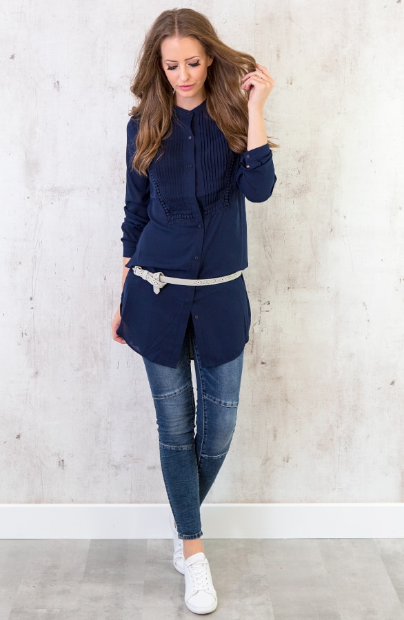 Blouse Lang Marineblauw – shoparchief, foto 2