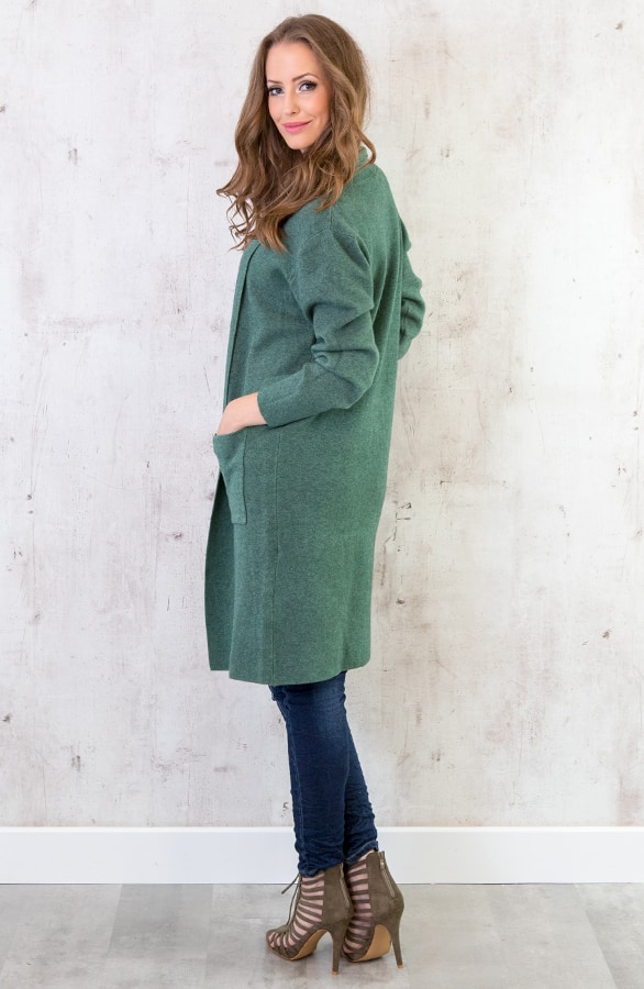 Maxi Vest Gebreid Groen – shoparchief, foto 3