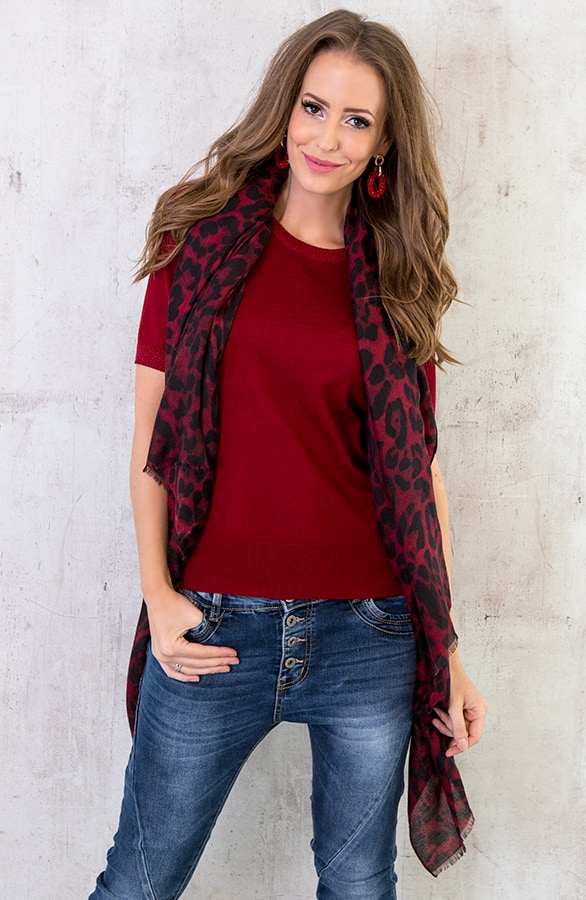 Leopard Sjaal Bordeaux – shoparchief, foto 2