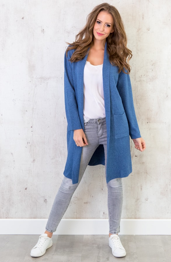 Maxi Vest Gebreid Jeansblauw – shoparchief, foto 7