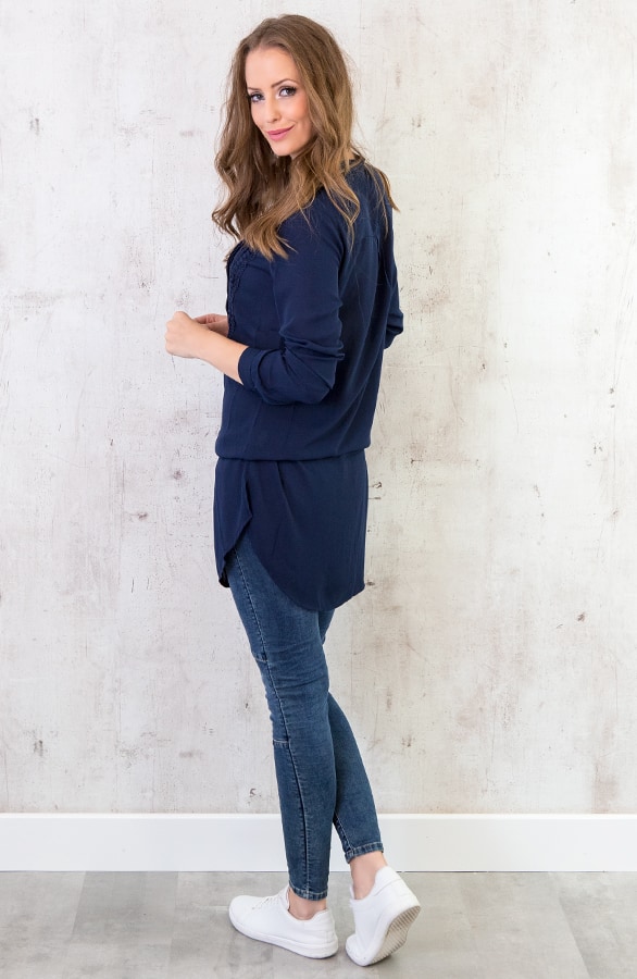 Blouse Lang Marineblauw – shoparchief, foto 3
