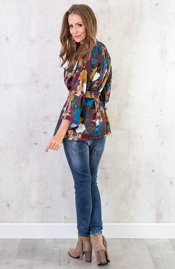 Kimono Bloemen Bordeaux – shoparchief, foto 5