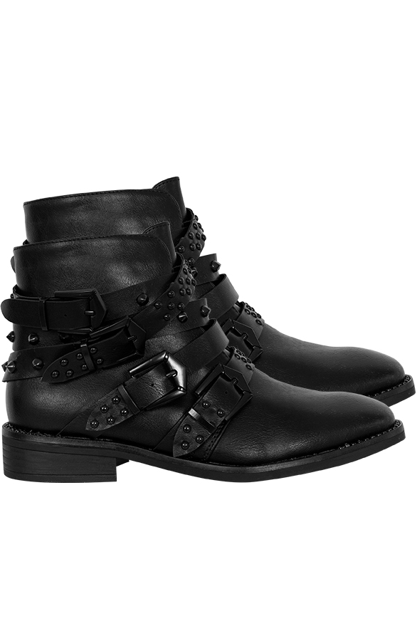 Biker Boots Buckle Black – shoparchief