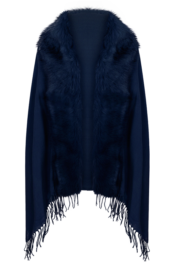 Fake Fur Sjaal Marine – shoparchief