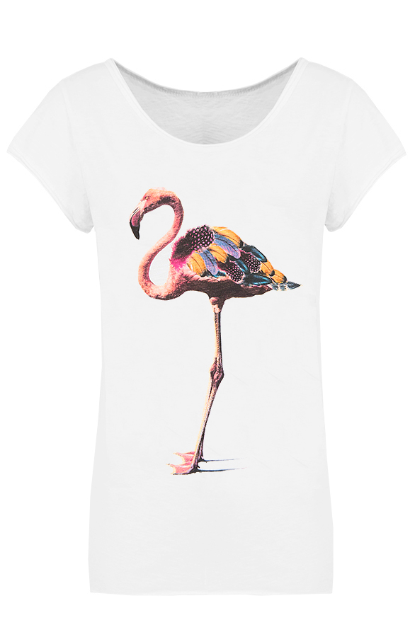 Flamingo Print Top Wit – shoparchief