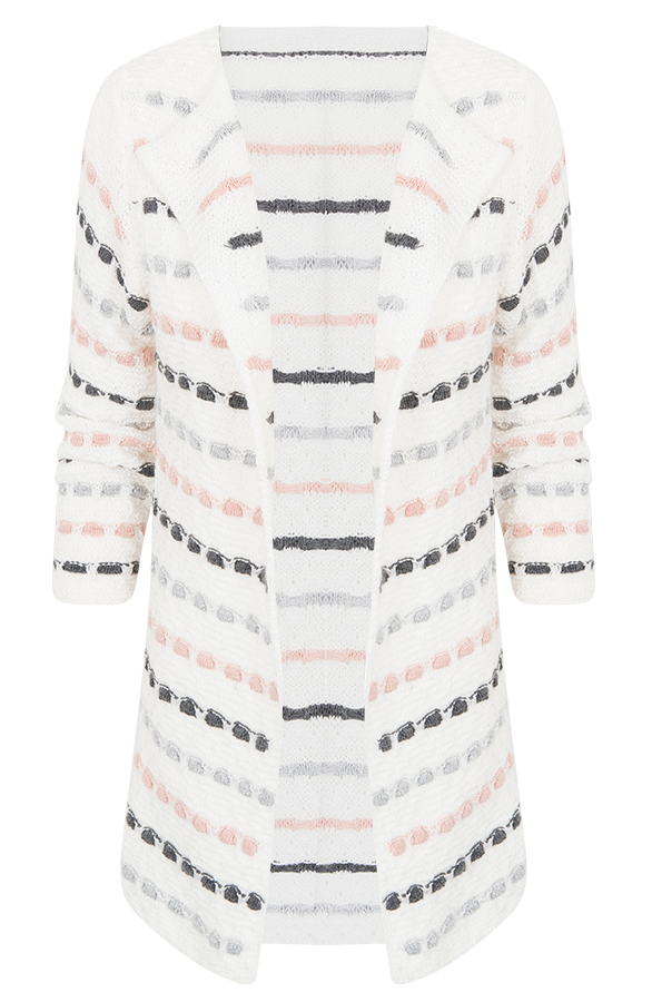 Gebreid Strepen Vest Creme – shoparchief