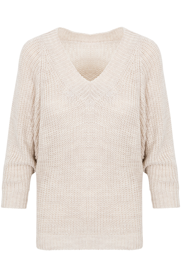 Gebreide Basic Trui Beige – shoparchief