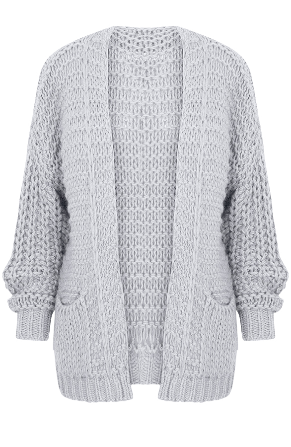 Grof Gebreid Vest Lichtgrijs – shoparchief