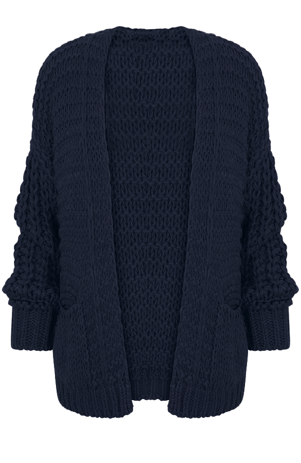 Grof Gebreid Vest Marine – shoparchief