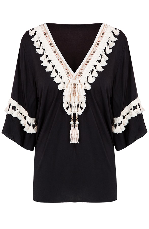 Ibiza Tassel Tuniek Zwart – shoparchief