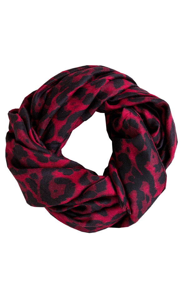 Leopard Sjaal Bordeaux – shoparchief