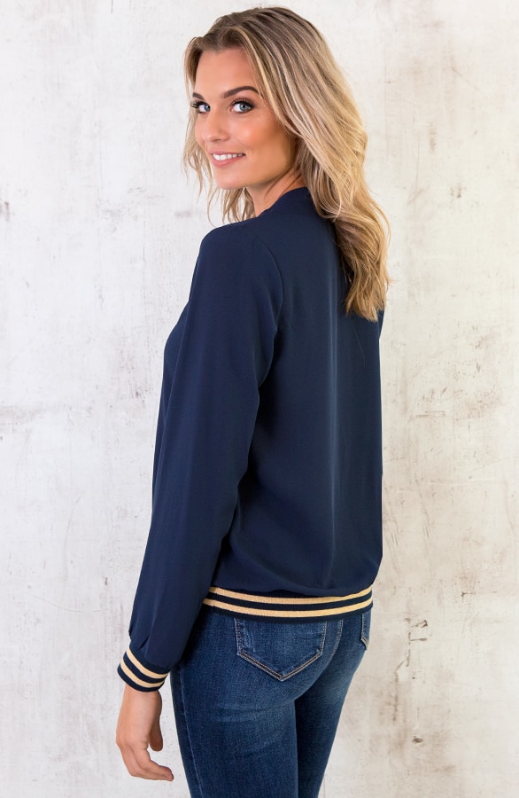 Deluxe Blouse Met Bies Marineblauw – shoparchief, foto 5