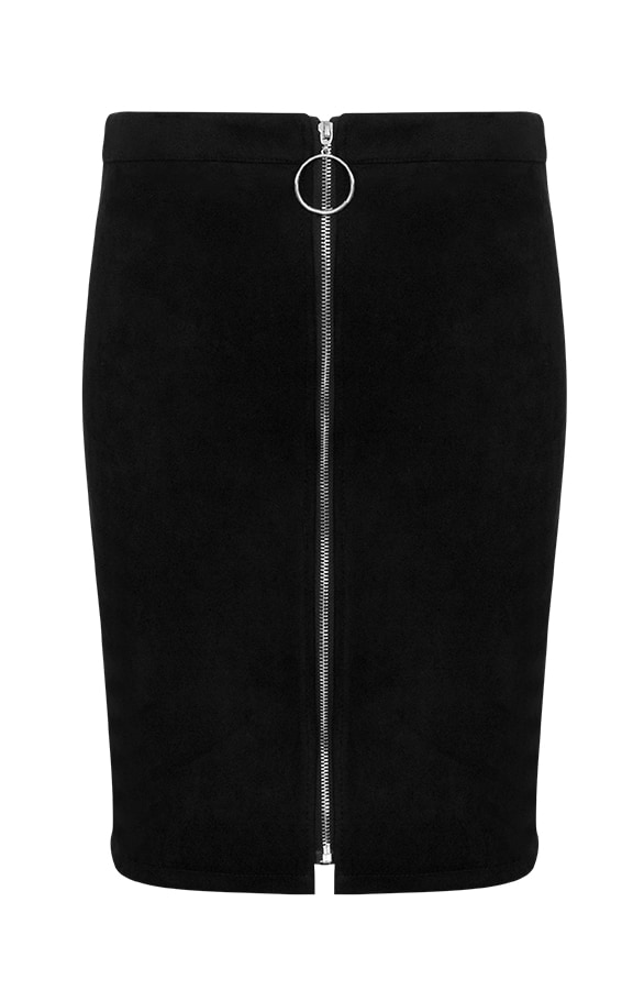 Suedine Rok Rits Zwart – shoparchief