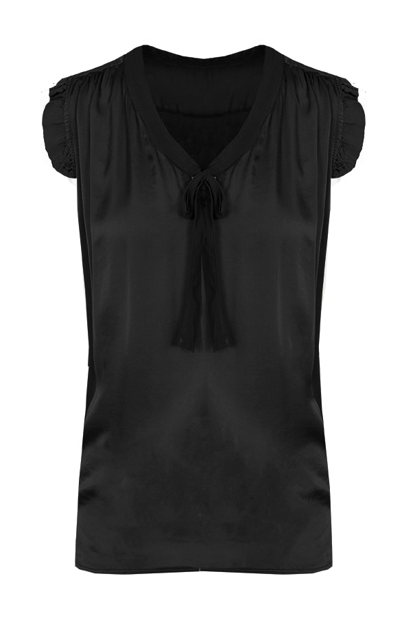 Zijde Strik Top Zwart – shoparchief