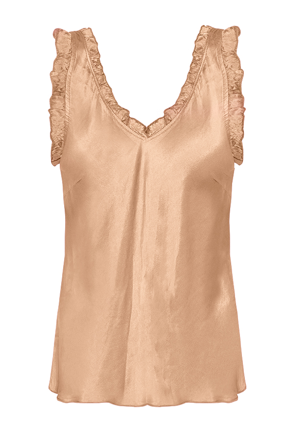 Zijde Top Ruches Camel – shoparchief