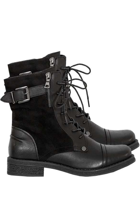 Biker Boots Suedine Zwart – shoparchief