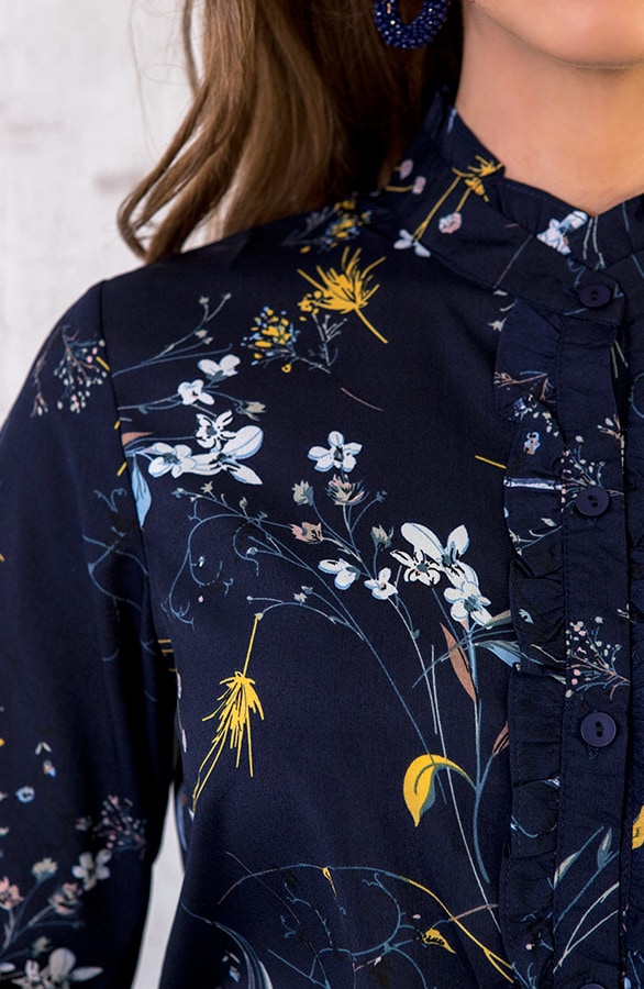 Bloemen Blouse Marineblauw – shoparchief, foto 6