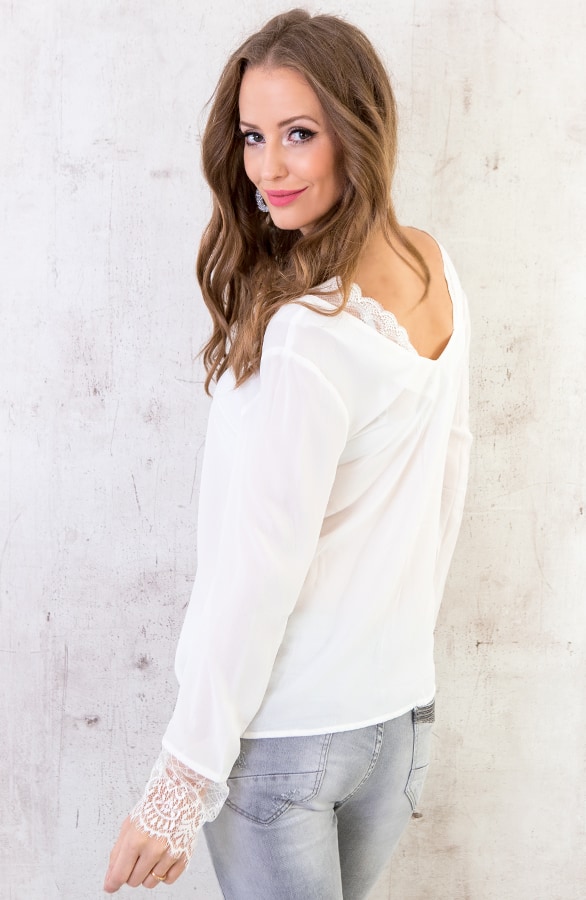 Romance Lace Blouse Wit – shoparchief, foto 2