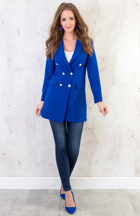 Lange Blazer Button Kobalt – shoparchief, foto 7