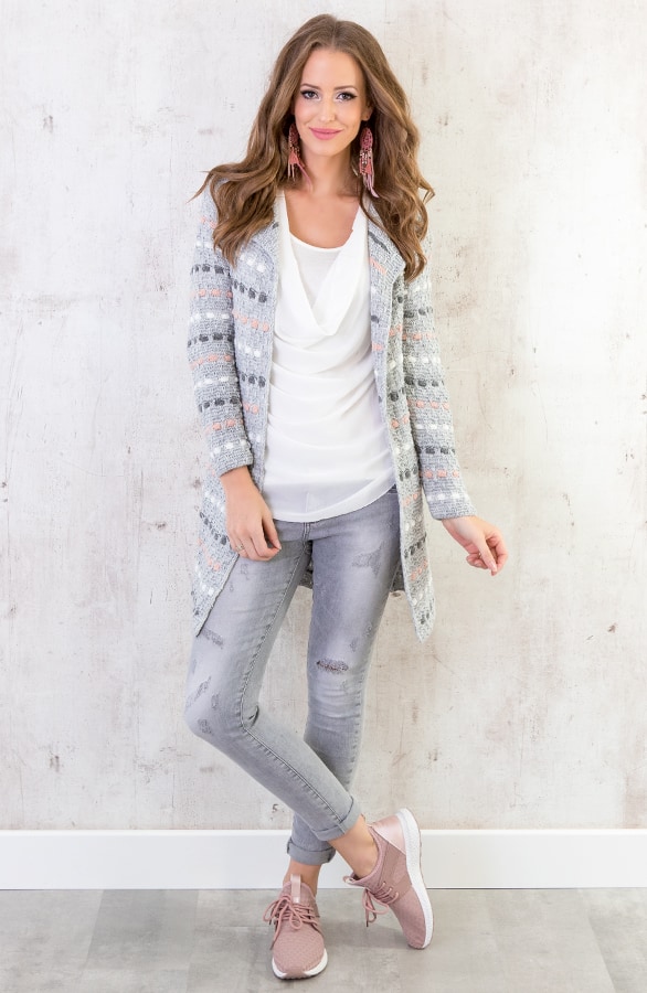 Gebreid Strepen Vest Grijs – shoparchief, foto 2