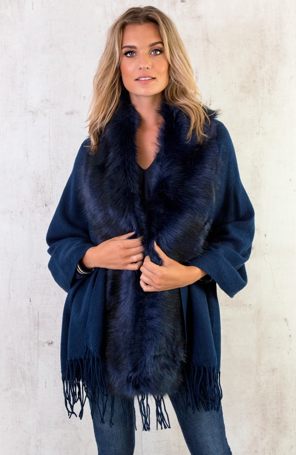 Fake Fur Sjaal Marine – shoparchief, foto 2