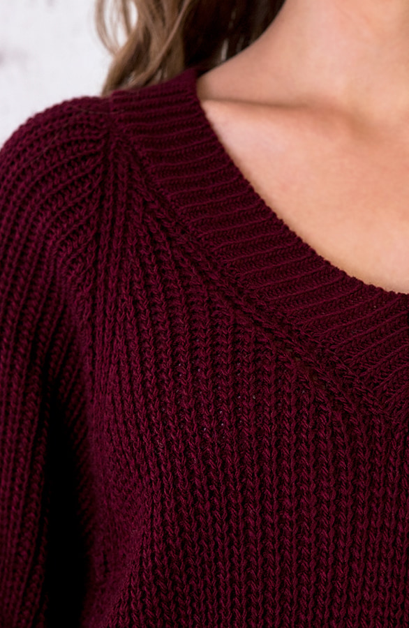 Gebreide Basic Trui Bordeaux – shoparchief, foto 4