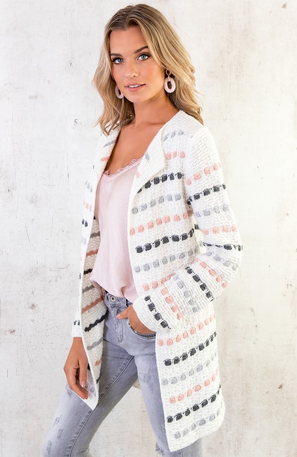 Gebreid Strepen Vest Creme – shoparchief, foto 5