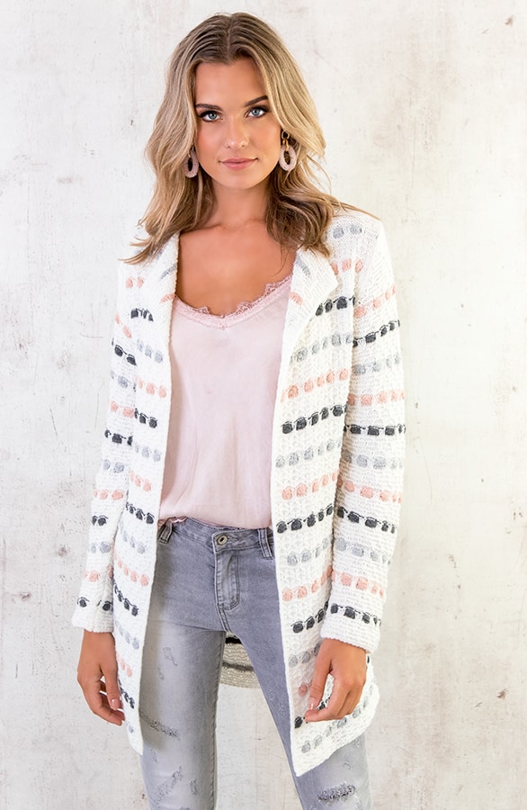 Gebreid Strepen Vest Creme – shoparchief, foto 2
