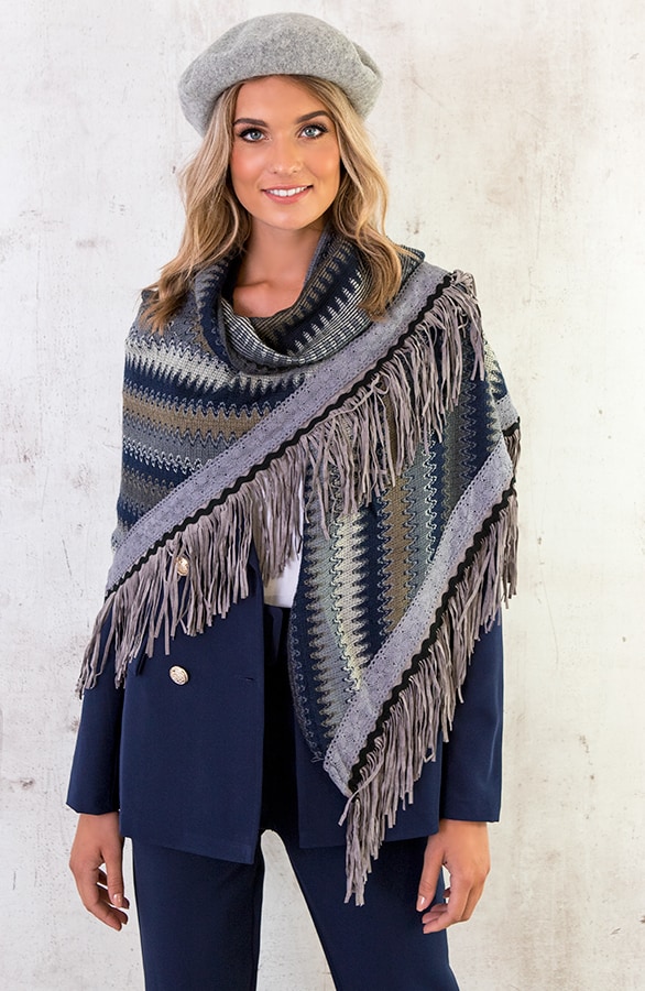 Fringe Zigzag Sjaal Marine – shoparchief, foto 3