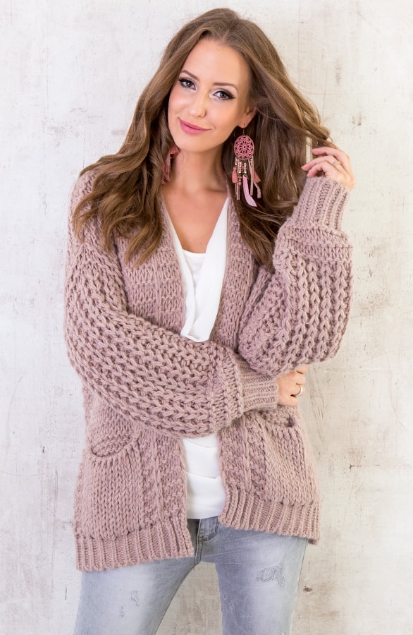 Grof Gebreid Vest Roze – shoparchief, foto 2