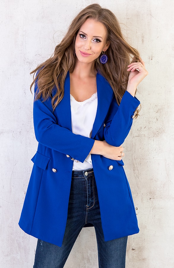 Lange Blazer Button Kobalt – shoparchief, foto 2