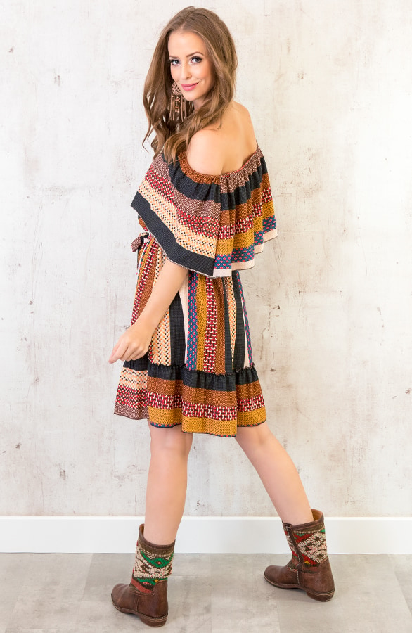 Noa Patchwork Jurk Cognac – shoparchief, foto 4