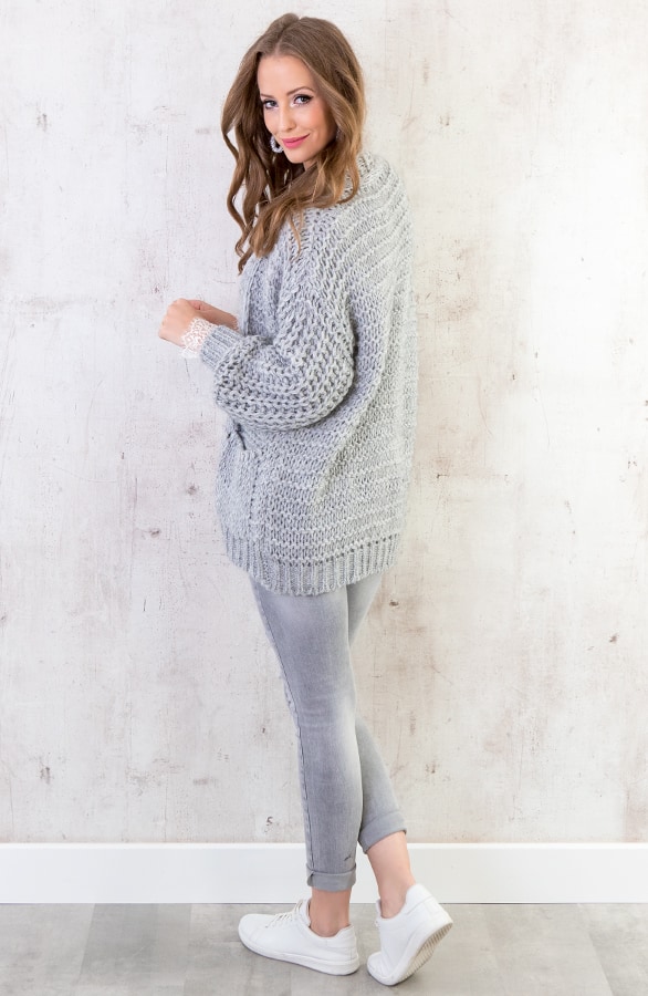 Grof Gebreid Vest Lichtgrijs – shoparchief, foto 4