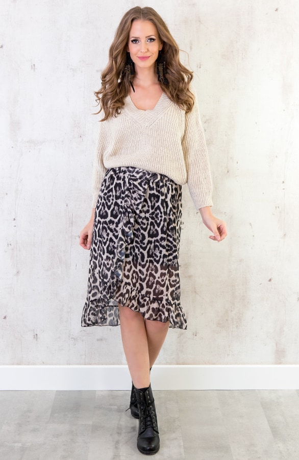Leopard Ruches Rok Beige – shoparchief, foto 4